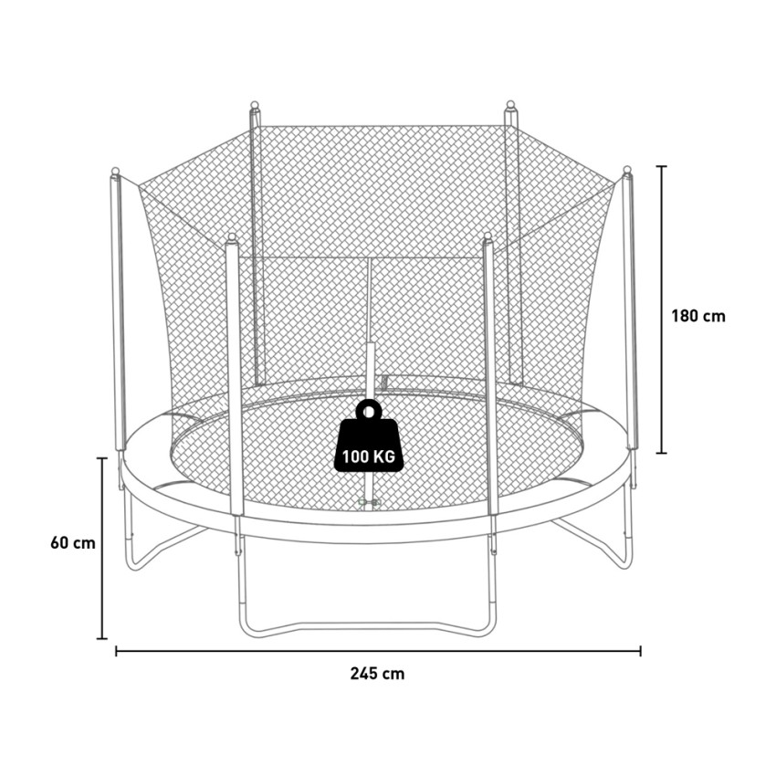 Elastisches Gartentrampolin 245 cm für Kinder Dyngo L