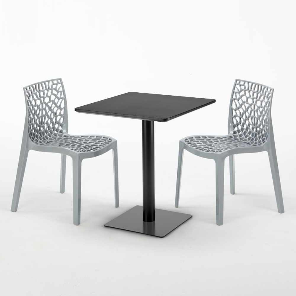 Schwarz Tisch Quadratisch 60x60 Cm Bunte Grand Soleil Stühle für Bars Gruvyer Licorice