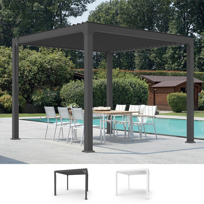   Guadalupe: Bioklimatische Gartenpergola 3x3m manuell aus Aluminium


