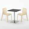Schwarz Tisch Quadratisch 60x60 mit Stahlfuß 2 Bunten Stühlen Gruvyer Pistachio 