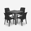 Garten-Set viereckiger Tisch 80x80cm Rattan 4 Stühle Schwarz Nisida Dark Sales