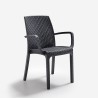 Garten-Set viereckiger Tisch 80x80cm Rattan 4 Stühle Schwarz Nisida Dark 