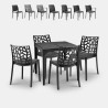 Gartenset 4 Stühle rechteckiger Außentisch 80x80cm Schwarz Provence Dark Rabatte
