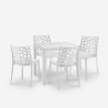 Set Garten-Tisch Außenbereich 80x80cm Rattan 4 Stühle Weiß Nisida Light Katalog