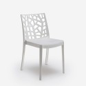Set Garten-Tisch Außenbereich 80x80cm Rattan 4 Stühle Weiß Nisida Light 