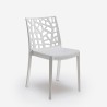 Set Garten-Tisch Außenbereich 80x80cm Rattan 4 Stühle Weiß Nisida Light 
