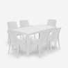 Tischset für Garten im Freien Rattan 150x90cm 6 Stühle Weiß Meloria Light Katalog