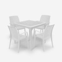 Garten Set Tisch 80x80cm 4 Stühle Außen weiß Provence Light Sales