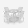 Garten Set Tisch 80x80cm 4 Stühle Außen weiß Provence Light Sales