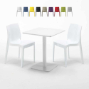 Weiß Tisch Quadratisch 60x60 mit 2 Bunten Stühlen Ice Lemon Angebot