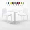 Weiß Tisch Quadratisch 60x60 mit 2 Bunten Stühlen Ice Lemon Angebot