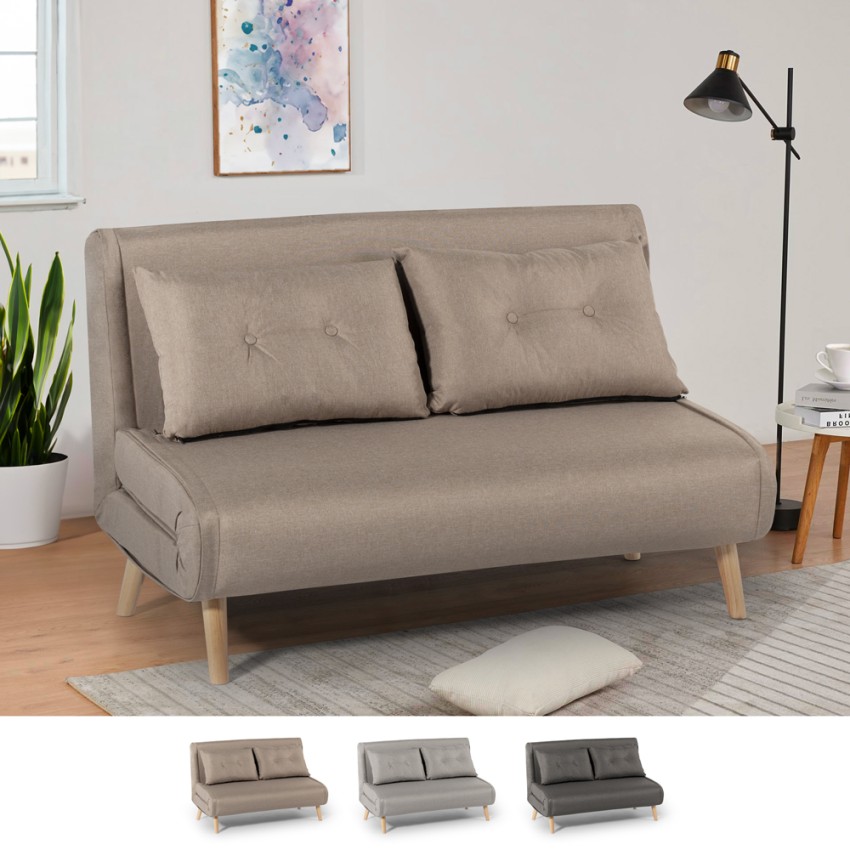 2-Sitzer Schlafsofa skandinavischer Stil aus Stoff Elettra Maße 2-Sitzer Schlafsofa skandinavischer Stil aus Stoff Elettra Maße