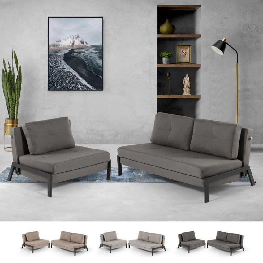Set Klapparmchair + 2-Sitzer-Schlafsofa Stoff Elysee