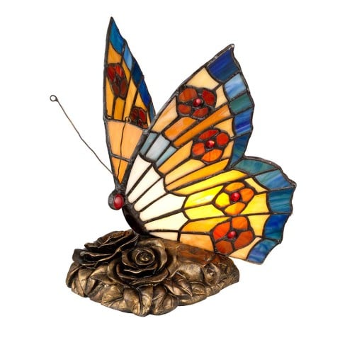 Tischlampe Schreibtisch Tiffany buntes Glas Schmetterling Obutterfly Aktion
