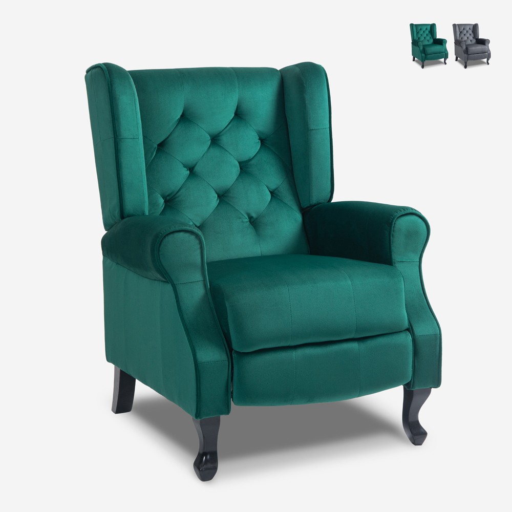 Verstellbarer Wohnzimmer-Samtstoff-Bergère-Sessel Ethron Lux
