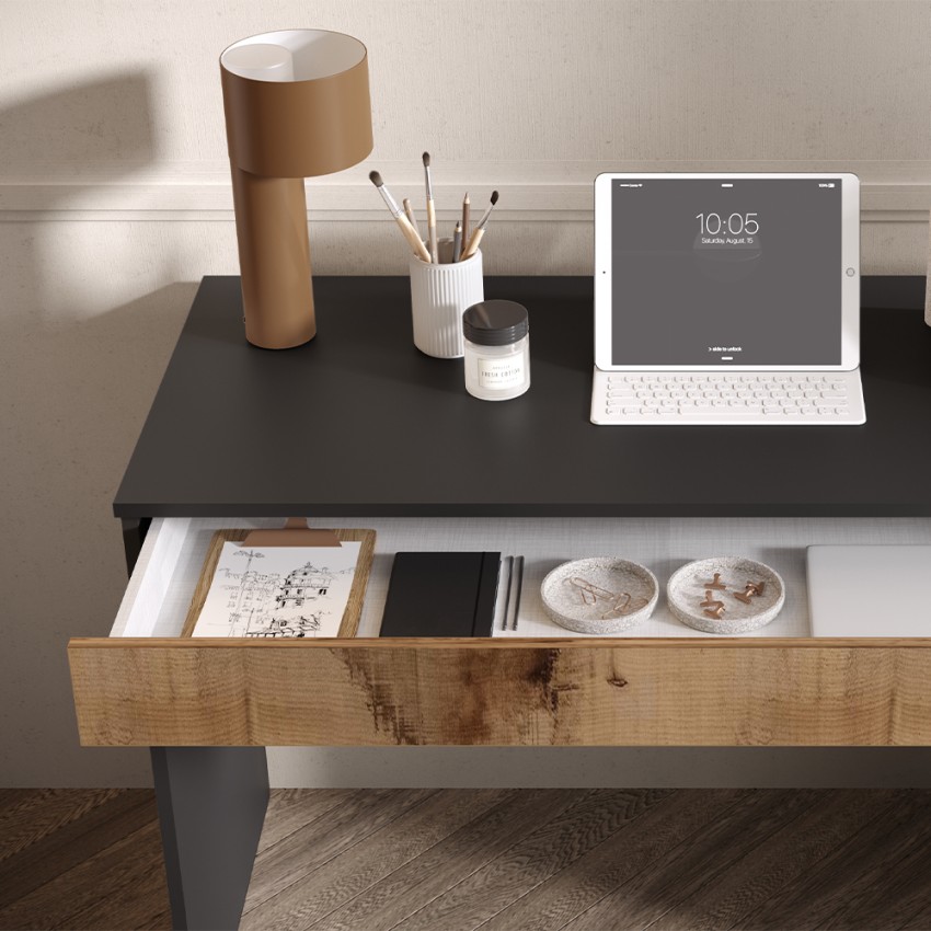   Liam : Platzsparender Büro Schreibtisch modern mit Schublade 110x50x76cm 


