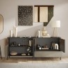 Modernes Wohnzimmer Sideboard Holz 4 Türen 1 Schublade 206x40x86cm Adhele Maße