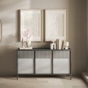 Modernes Küchen-Wohnzimmer-Sideboard aus Holz 156x40x86cm 3 Türen Pitea Angebot