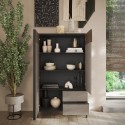 Modernes hohes Wohnzimmer Sideboard 3 Regale 2 Schubladen 106x177cm Blaine Maße