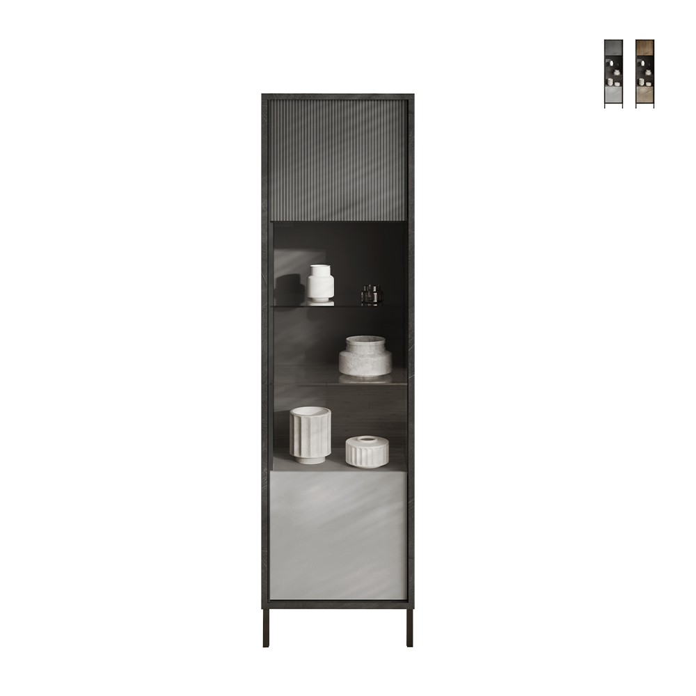 Moderne Wohnzimmervitrine 2 Regale 55x40x203cm Winona