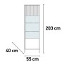 Moderne Wohnzimmervitrine 2 Regale 55x40x203cm Winona Maße