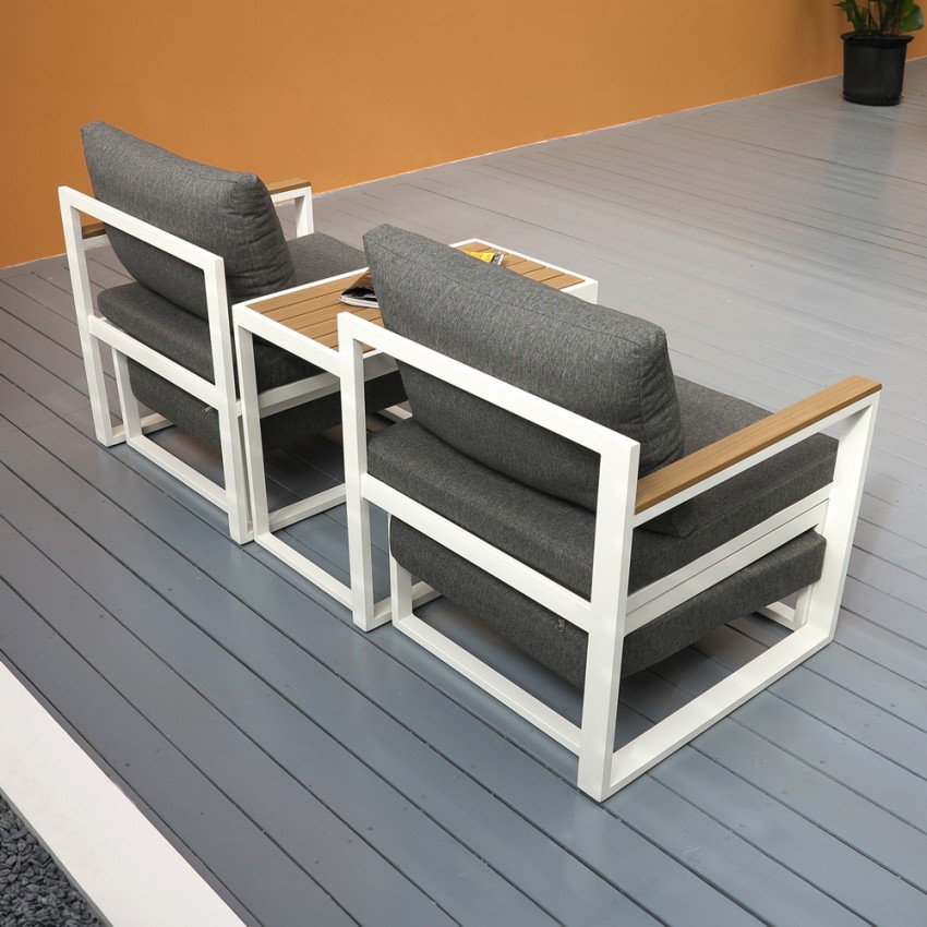  Qamal: Gartenlounge Modular 2 Sessel Fußstütze Couchtisch 