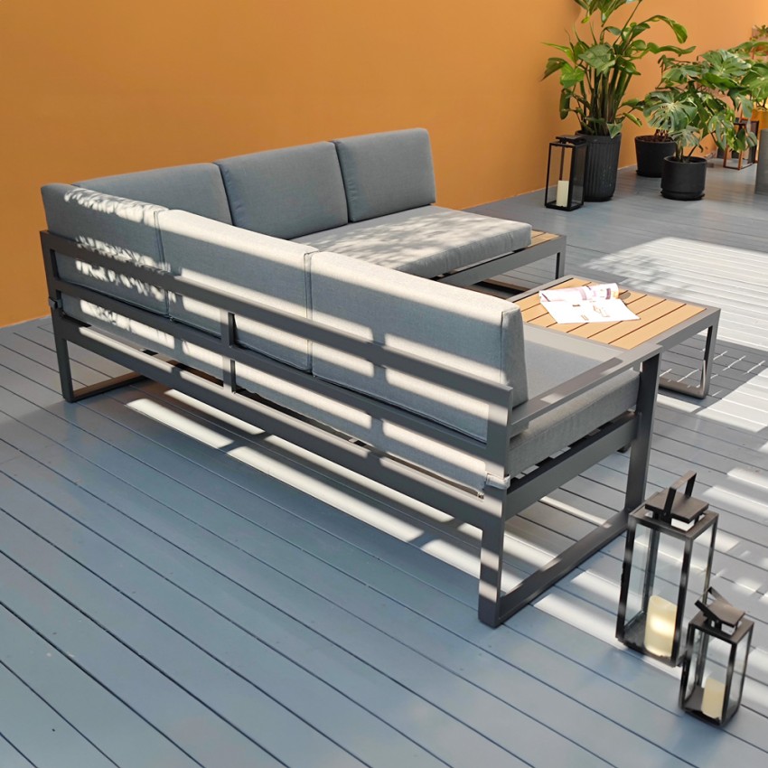  Eysha: Gartenlounge Sofa Eckig Außenbereich 3 + 2 Sitzer Couchtisch 