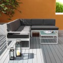 Garten-Lounge-Set Outdoor-Ecksofa + Glas-Couchtisch Jamila Angebot