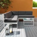 Garten-Lounge-Set Outdoor-Ecksofa + Glas-Couchtisch Jamila Angebot