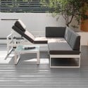 Garten-Lounge-Set Outdoor-Ecksofa + Glas-Couchtisch Jamila Lagerbestand