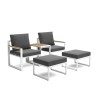 Modulare Gartenlounge mit 2 Sessel Fußhocker und Couchtisch Qamal Lagerbestand