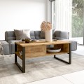 Niedriger Couchtisch 100x60cm Holz Metall Industriestil Maupin Aktion