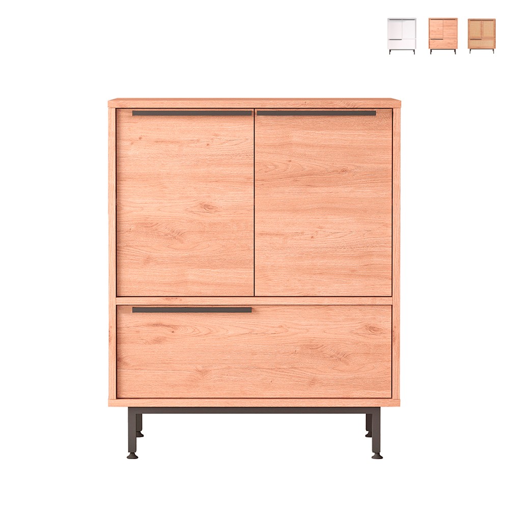 Mehrzweckschrank Küchenschrank 3 Türen Holz 75x36x90cm Thaon