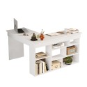Eckschreibtisch mit Holzregal 120x120cm 5 Fachböden Arvada 