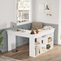 Eckschreibtisch mit Holzregal 120x120cm 5 Fachböden Arvada 