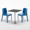 Schwarz Tisch Quadratisch 60x60 mit Stahlfuß 2 Bunten Stühlen Ice Pistachio Preis