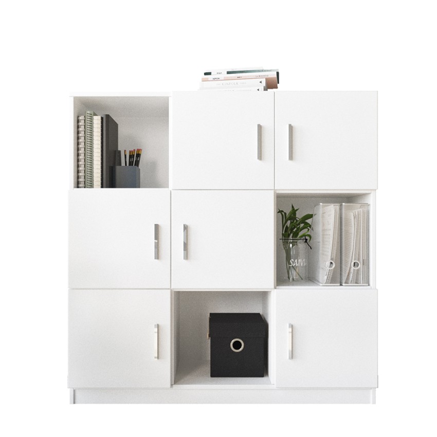 Mehrzweck-Büromöbel-Bücherregal 6 Türen weiß 120x38x122cm Kaspar