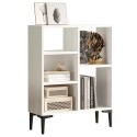 Niedriges Bücherregal in modernem weißen Design 3 Fachböden 69x25x88cm Lydia Verkauf