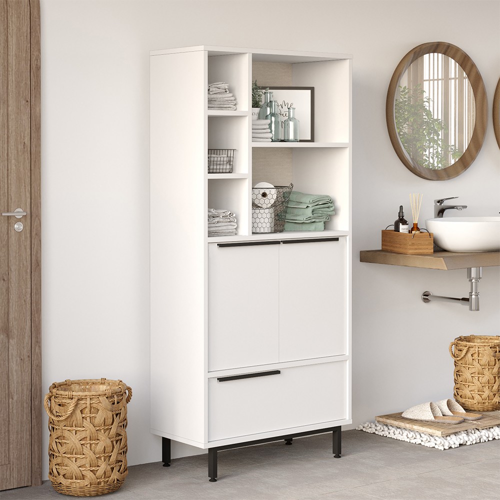 Mehrzweckschrank Bad Küche 3 Türen modern weiß Lester