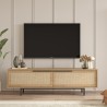 Stehender TV-Schrank 160x36cm Holz 2 Türen Rattan-Effekt Bayeaux Angebot