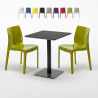 Schwarz Tisch Quadratisch 60x60 cm mit 2 Bunten Stühlen Ice Licorice Aktion