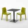 Schwarz Tisch Quadratisch 60x60 cm mit 2 Bunten Stühlen Ice Licorice Maße
