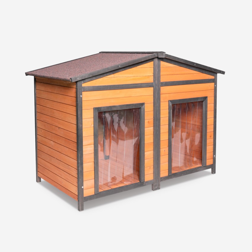 Outdoor-Hundehütte aus Holz für 2 mittelgroße Hunde 150x79x110 Oscar Aktion Outdoor-Hundehütte aus Holz für 2 mittelgroße Hunde 150x79x110 Oscar Aktion