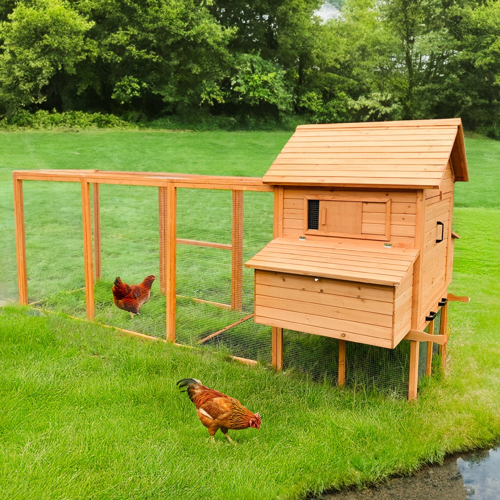 Großer erhöhter Gartenhühnerstall aus Holzgeflecht Brutbereich 370x174x172 Hegg