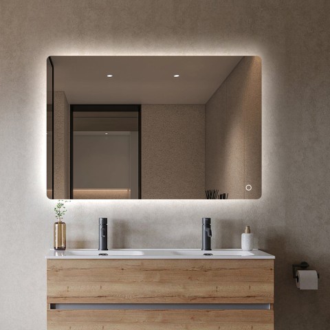 Rechteckiger beleuchteter Badezimmerspiegel LED-Lichter 70x90cm Strokkur L Aktion
