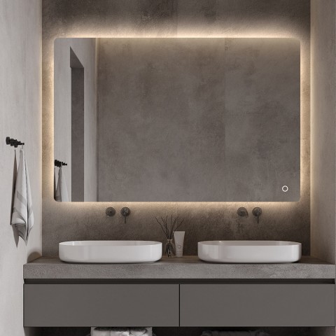 Moderner Badezimmerspiegel mit LED-Hintergrundbeleuchtung 75x100cm Strokkur XL Aktion