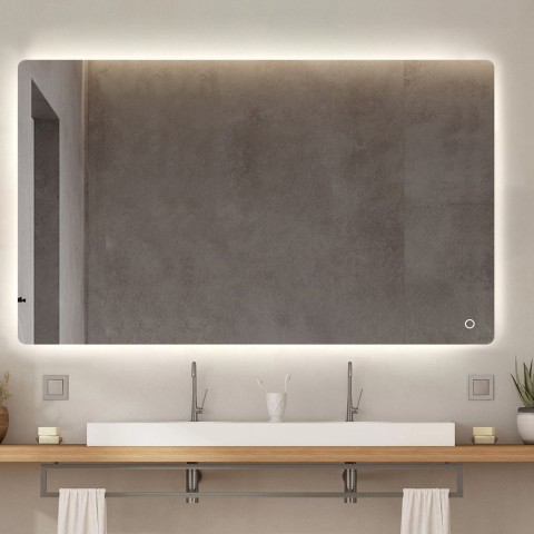 Badspiegel 130x80cm design hinterleuchtet LED Lichter Strokkur XXL Aktion