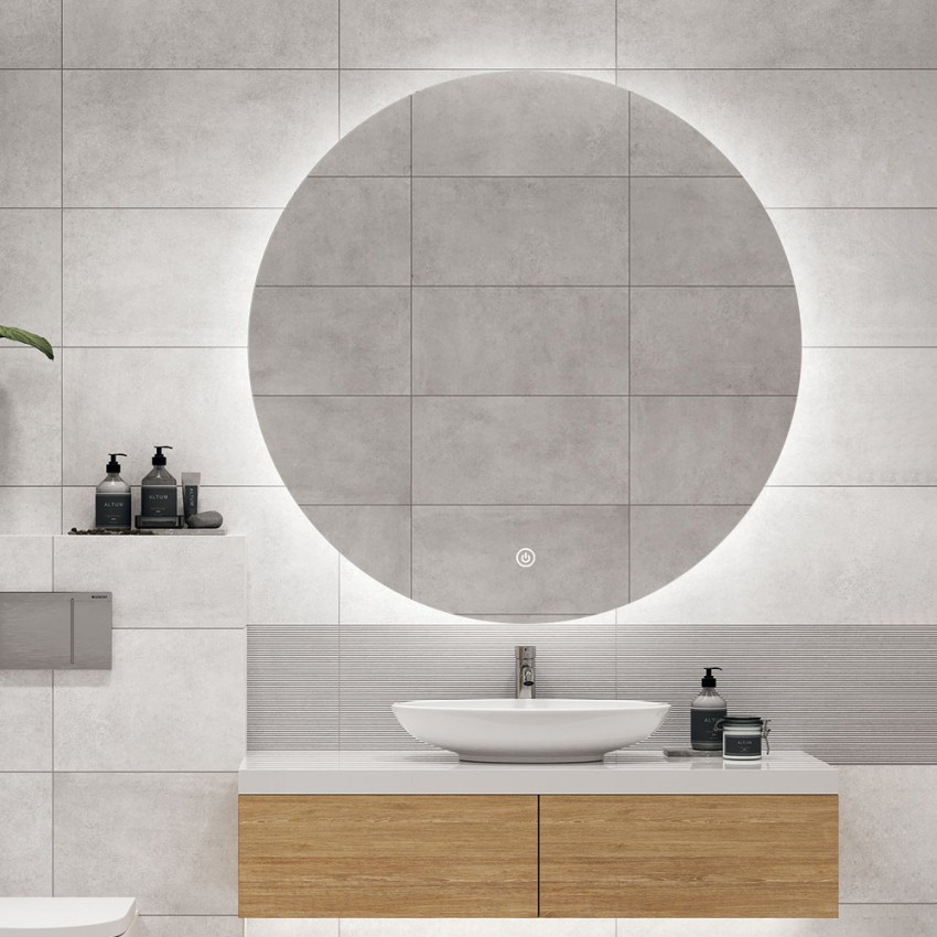 Badezimmerspiegel mit LED-Lichtern rund 80cm beleuchtet Rotorua XL Aktion Badezimmerspiegel mit LED-Lichtern rund 80cm beleuchtet Rotorua XL Aktion
