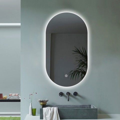Moderner ovaler hinterleuchteter Badezimmer Spiegel 50x80cm LED Lichter Konughs M Aktion