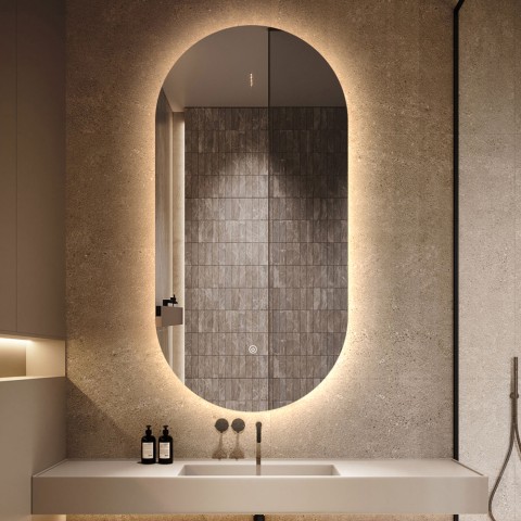 LED oval 50x100cm Design hintergrundbeleuchteter Badezimmerspiegel Konughs L Aktion